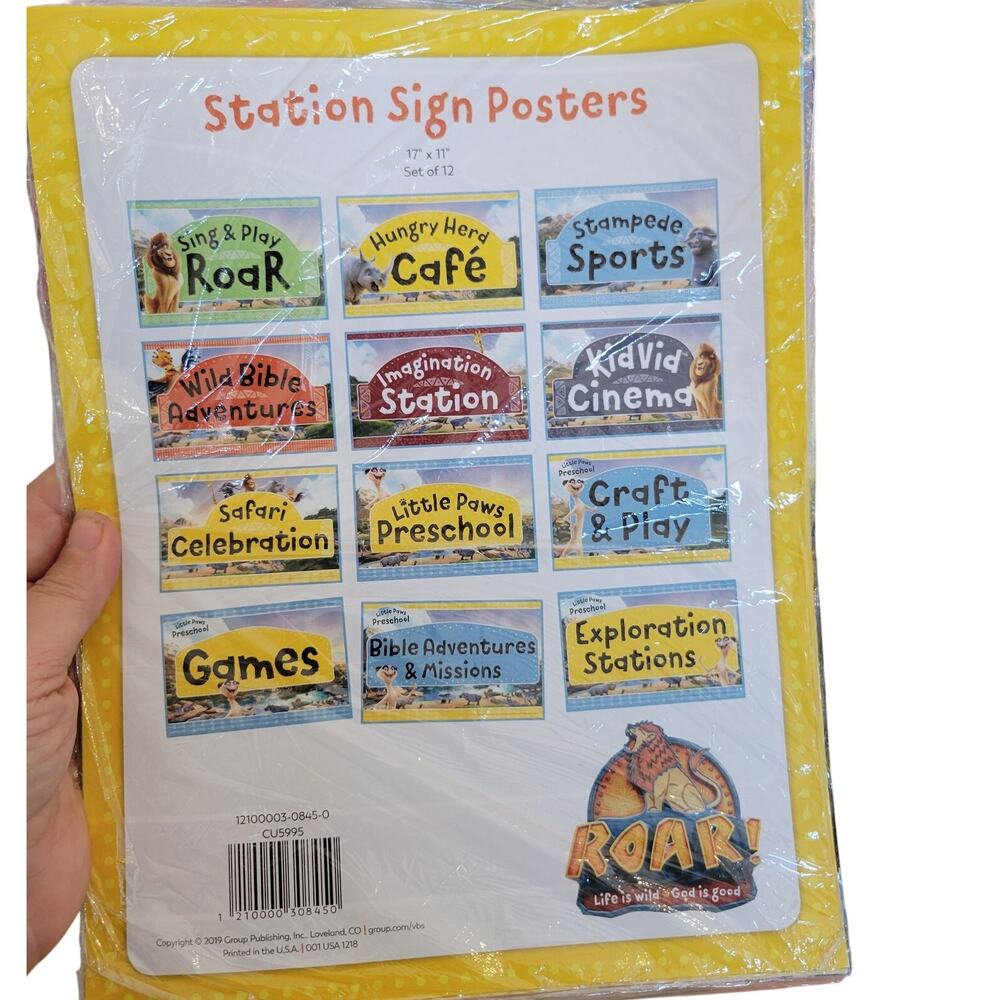 12 ROAR VBS Station Sign Posters 17"x11" Vacation Bible School Signs Church